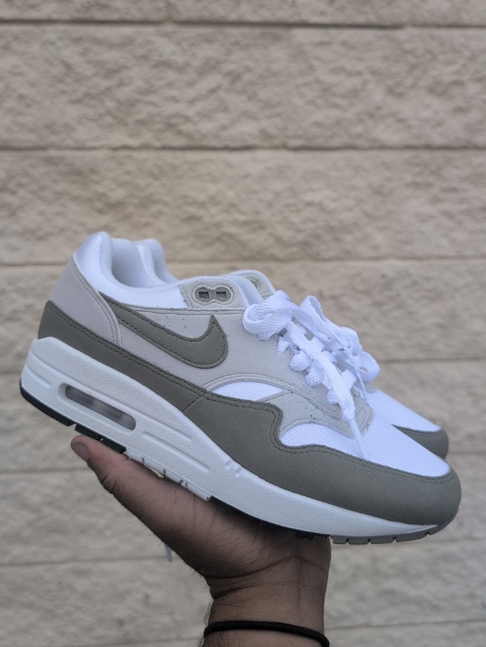 Nike Air Max 1 White-Light Army Green-Neutral Grey Women's Size 7 NWOB